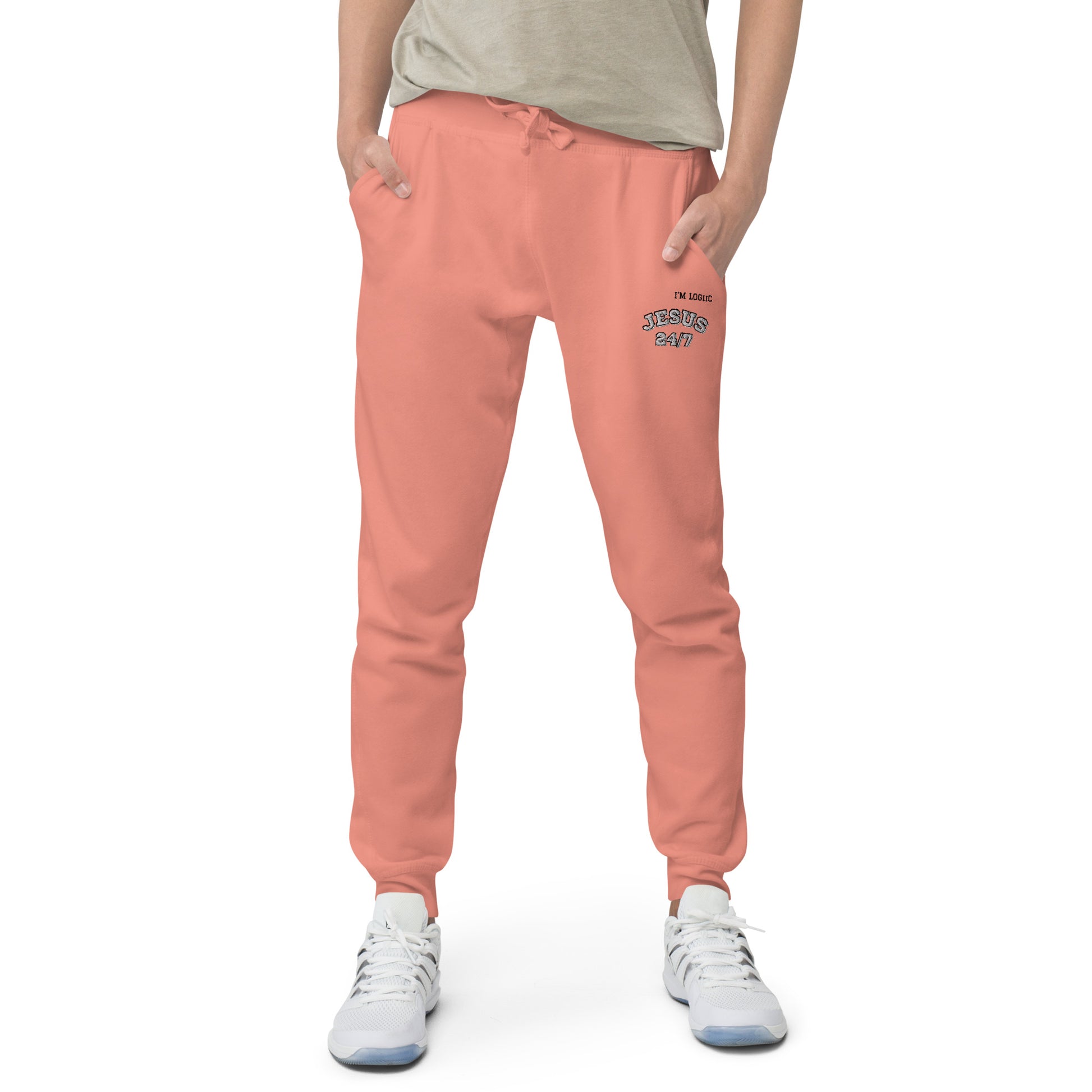 Jesus 24/7 Unisex fleece sweatpants - Dusty Rose / XS -