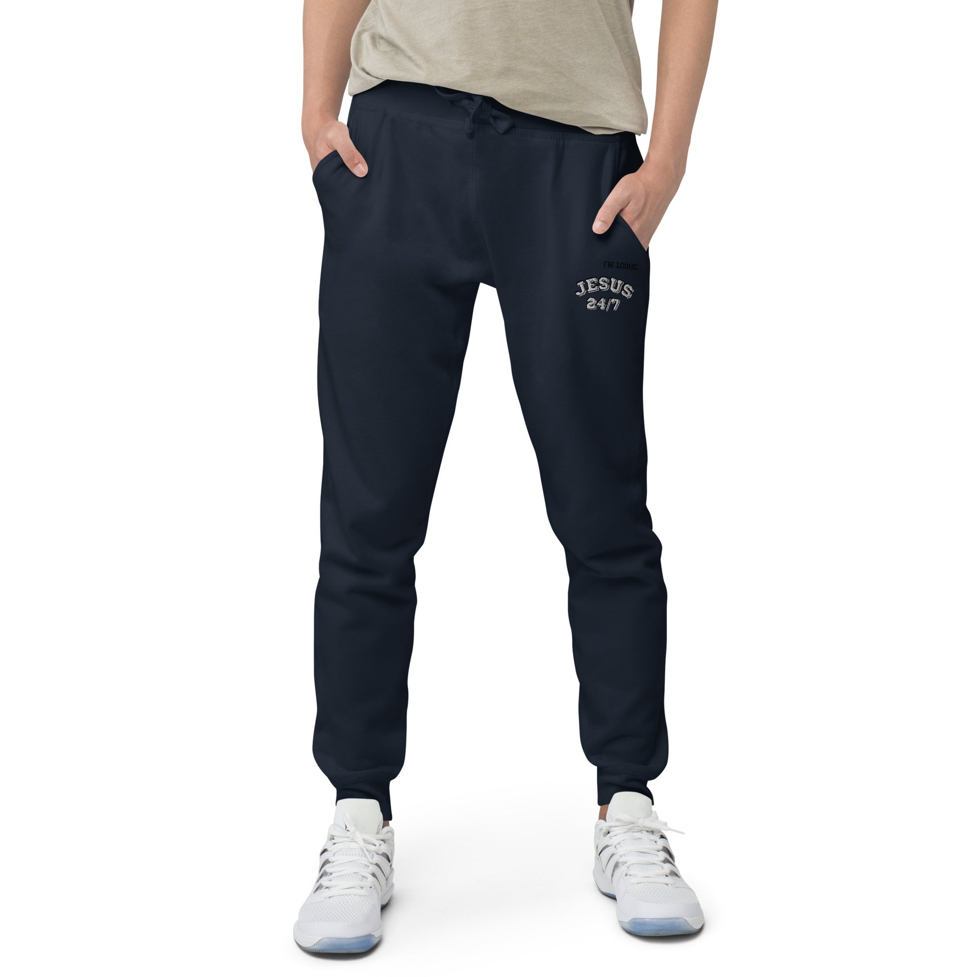 Jesus 24/7 Unisex fleece sweatpants - Navy Blazer / XS -