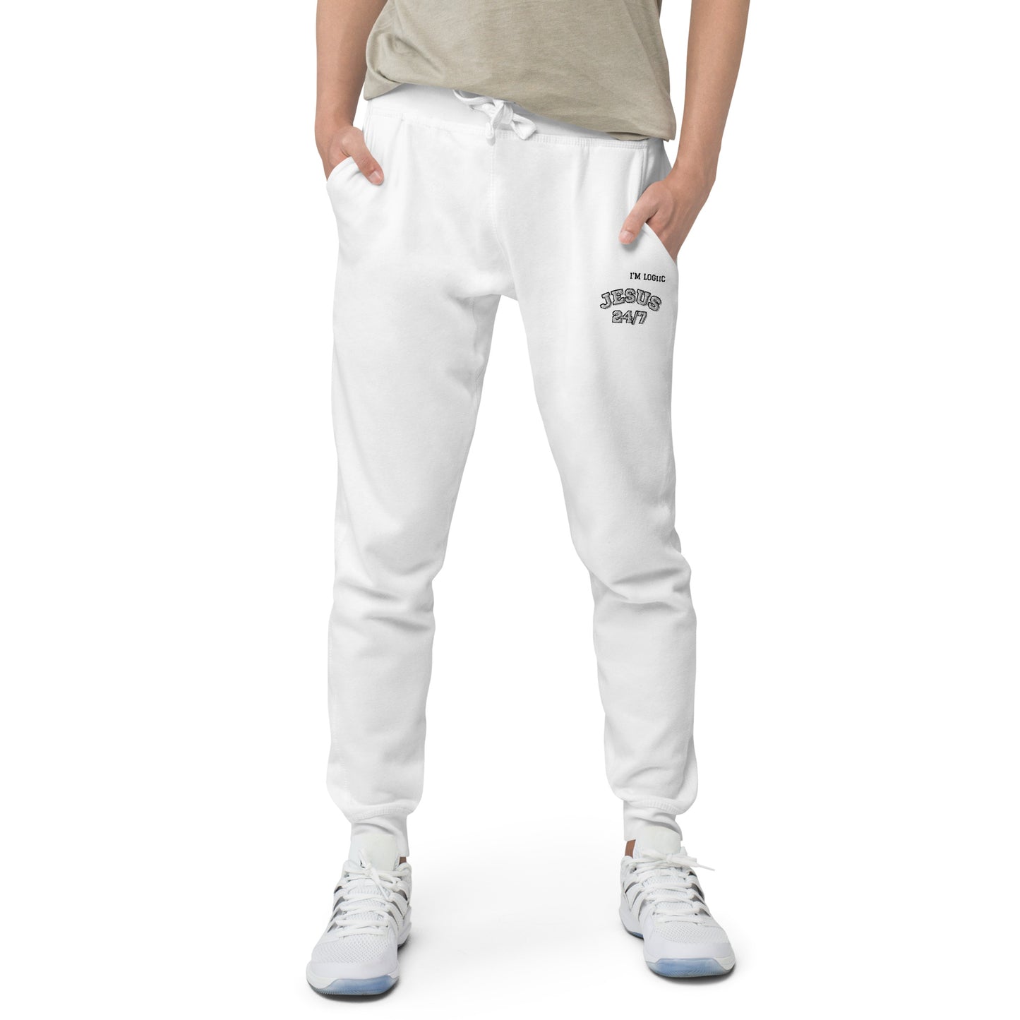 Jesus 24/7 Unisex fleece sweatpants - White / XS - Pants