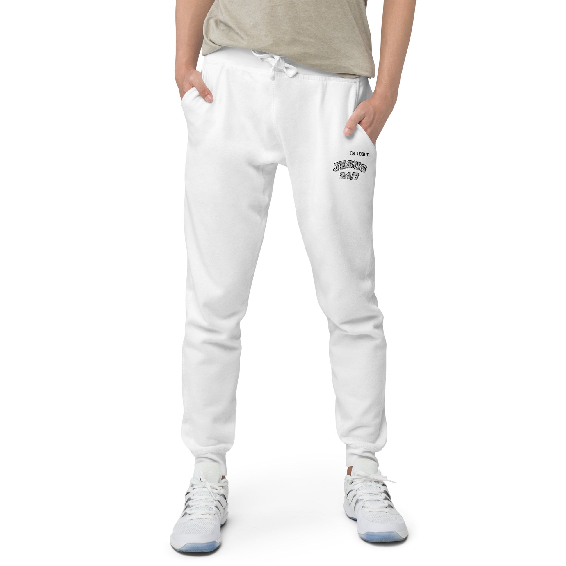 Jesus 24/7 Unisex fleece sweatpants - White / XS - Pants
