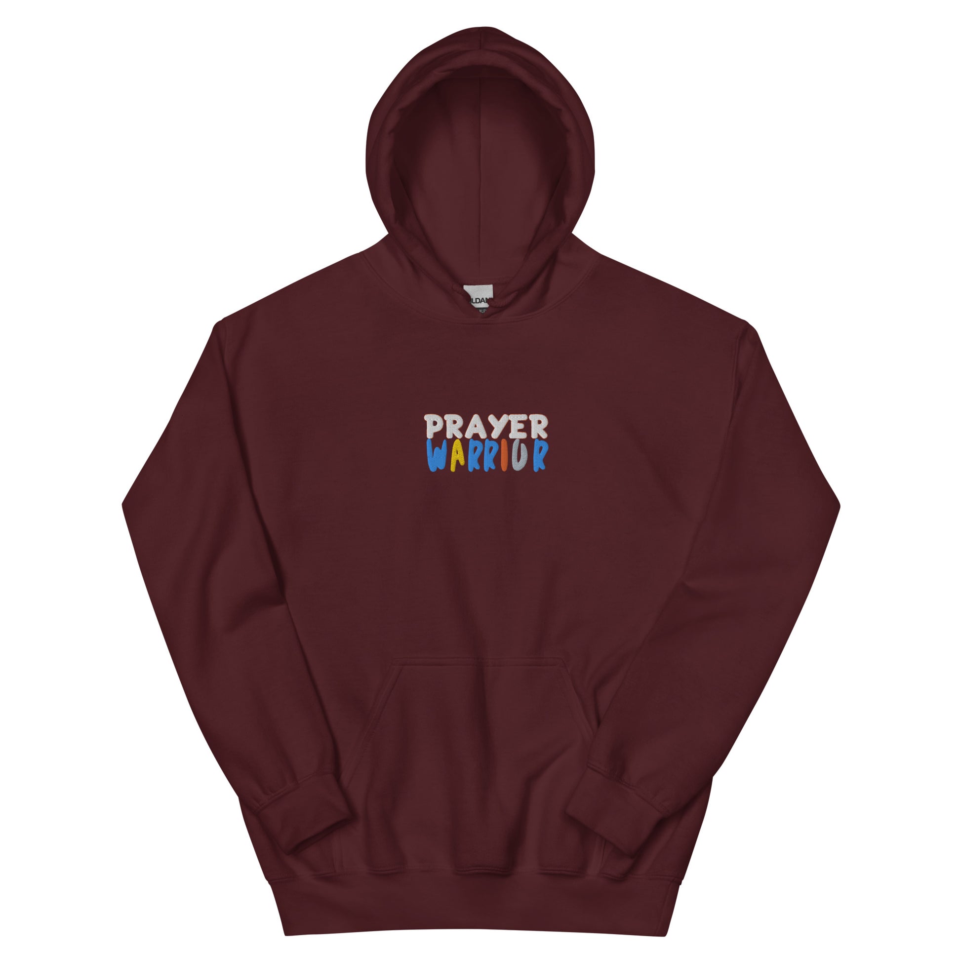 Prayer Warrior Embroidered Hoodie - Maroon / S - Shirts &