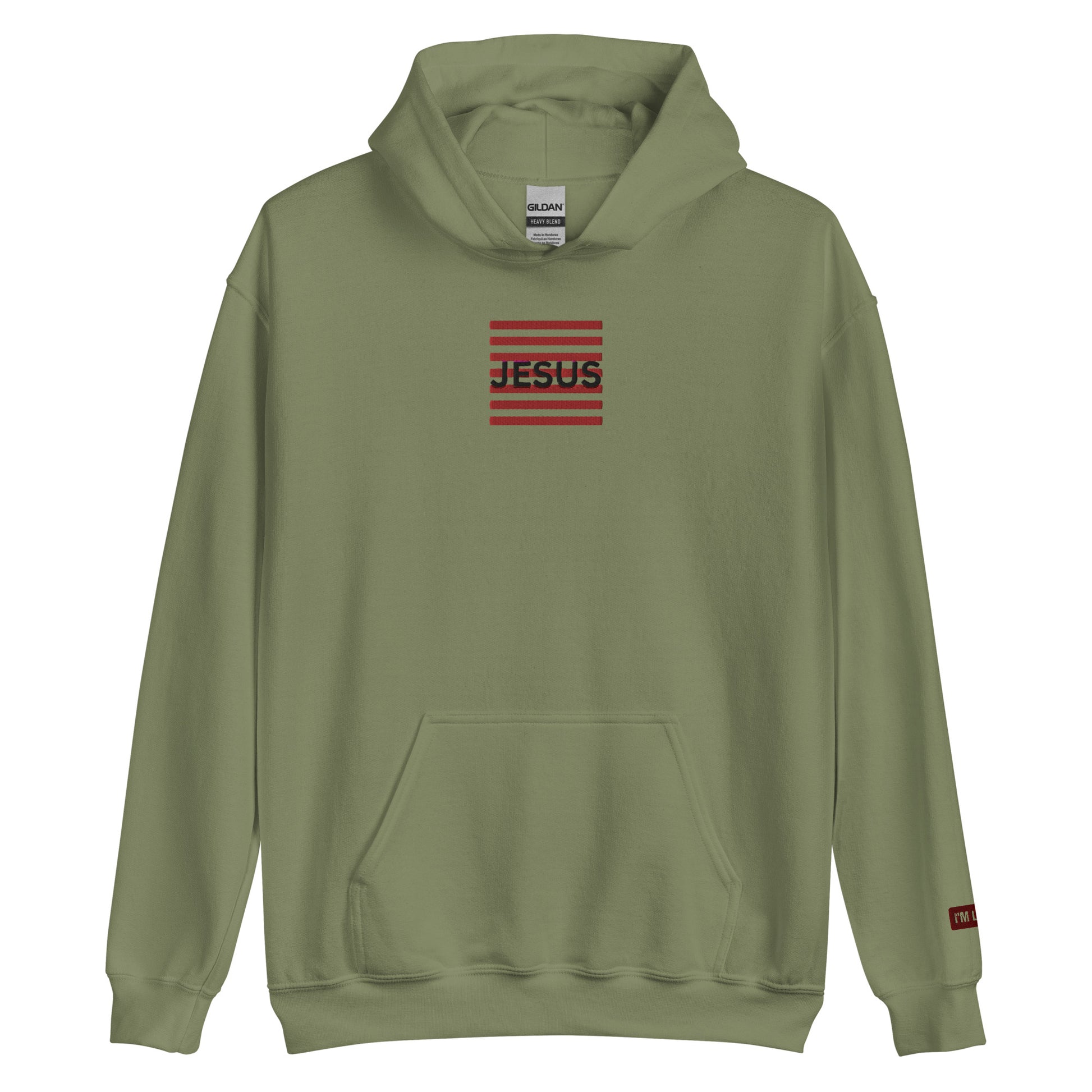 Jesus Embroidery Unisex Hoodie - Military Green / S
