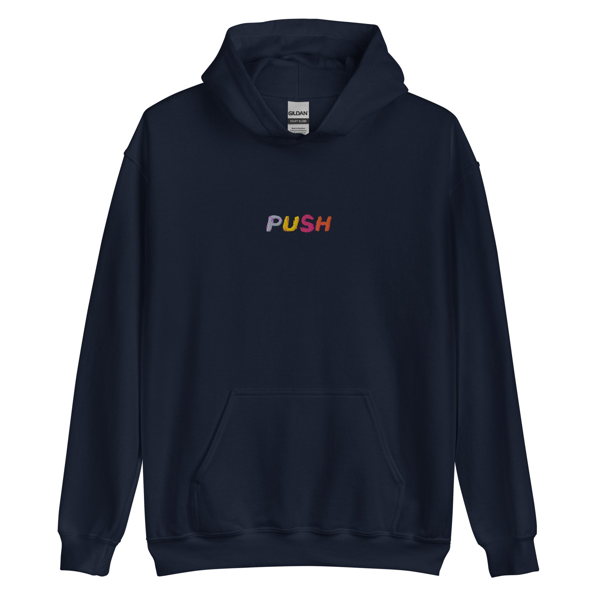 PUSH Embroidered Hoodie - blue / S - Shirts & Tops