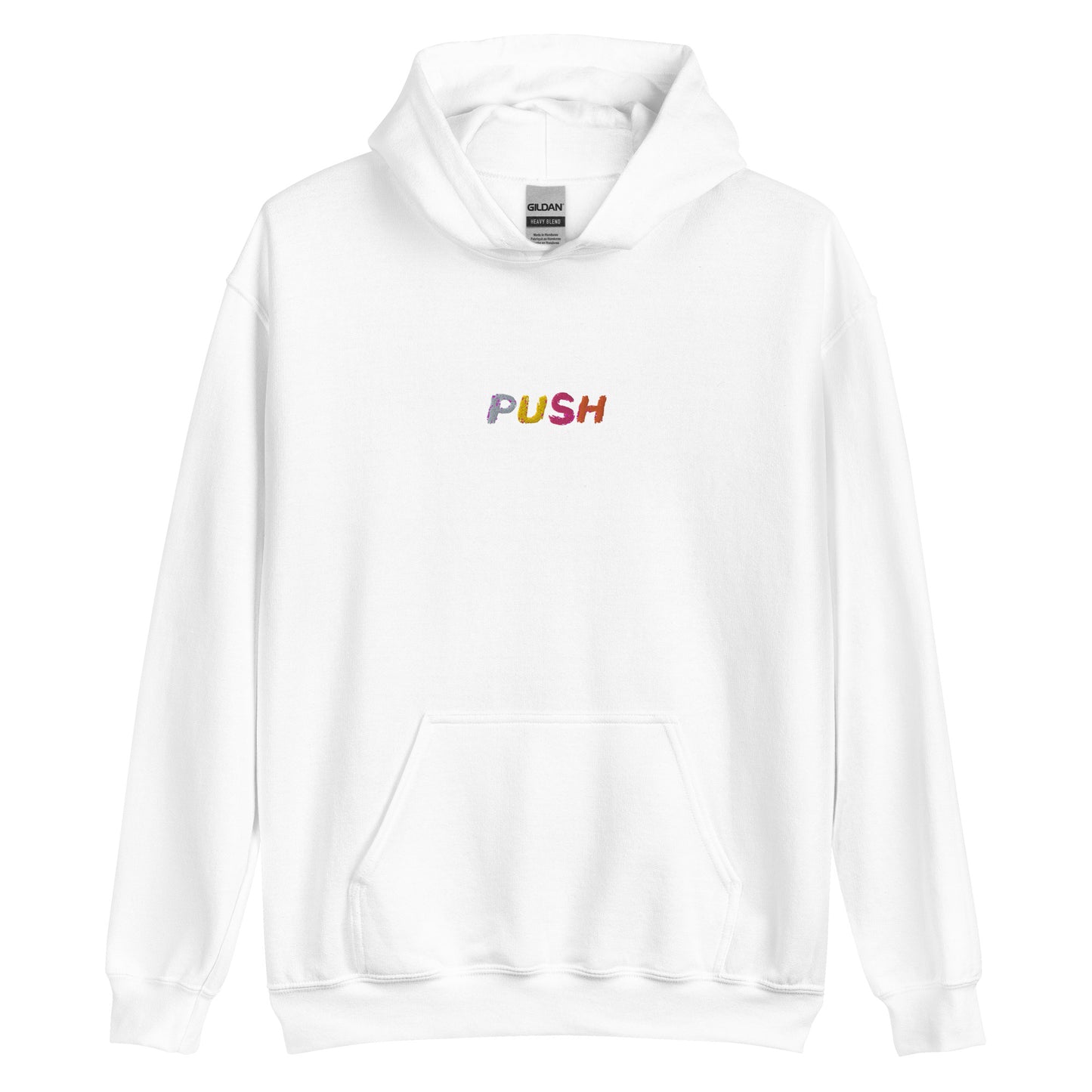 PUSH Embroidered Hoodie - white / S - Shirts & Tops