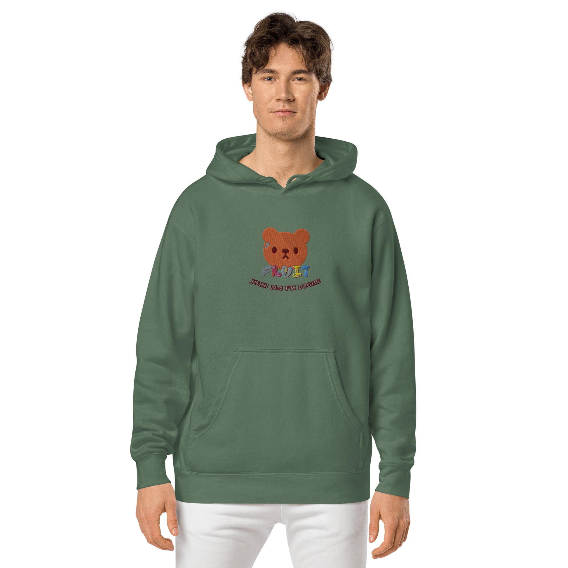 Bear Fruit Unisex pigment-dyed hoodie - Pigment Alpine Green