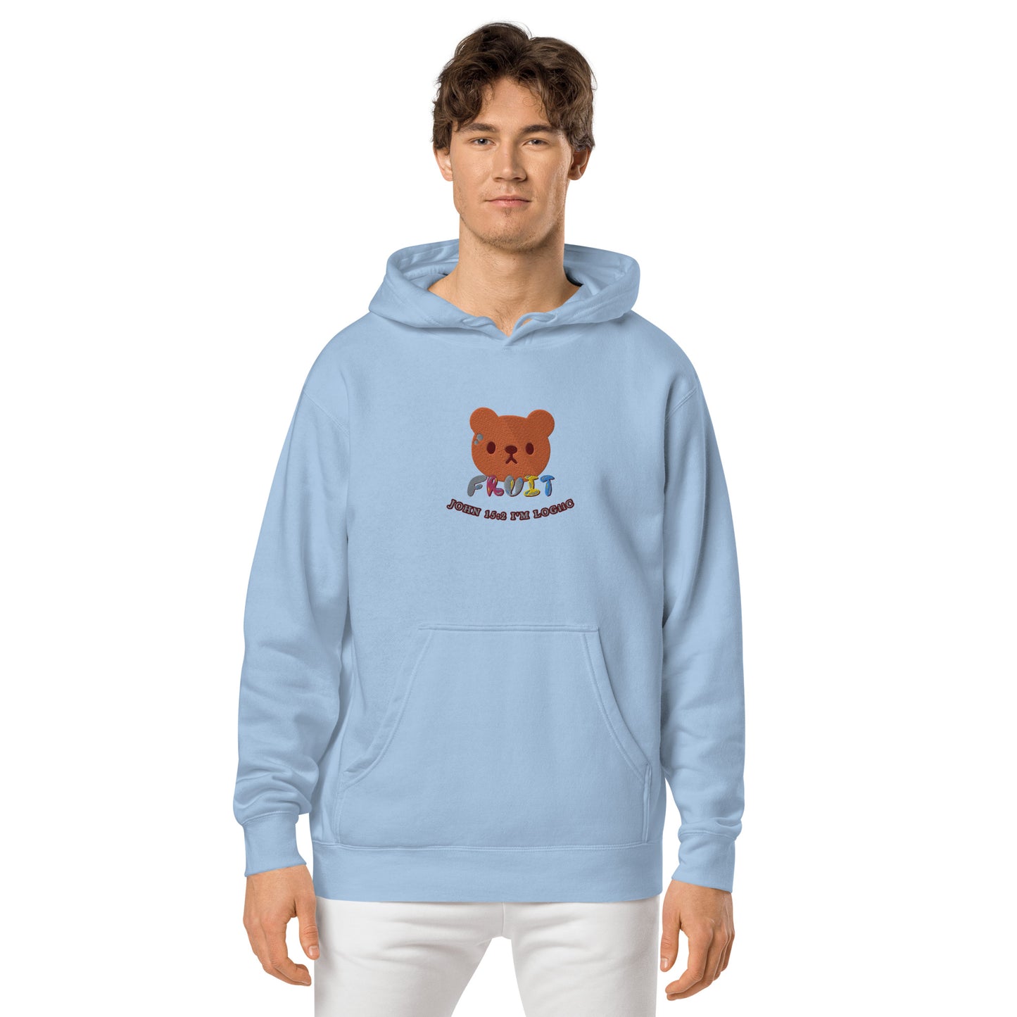 Bear Fruit Unisex pigment-dyed hoodie - Pigment Light Blue /