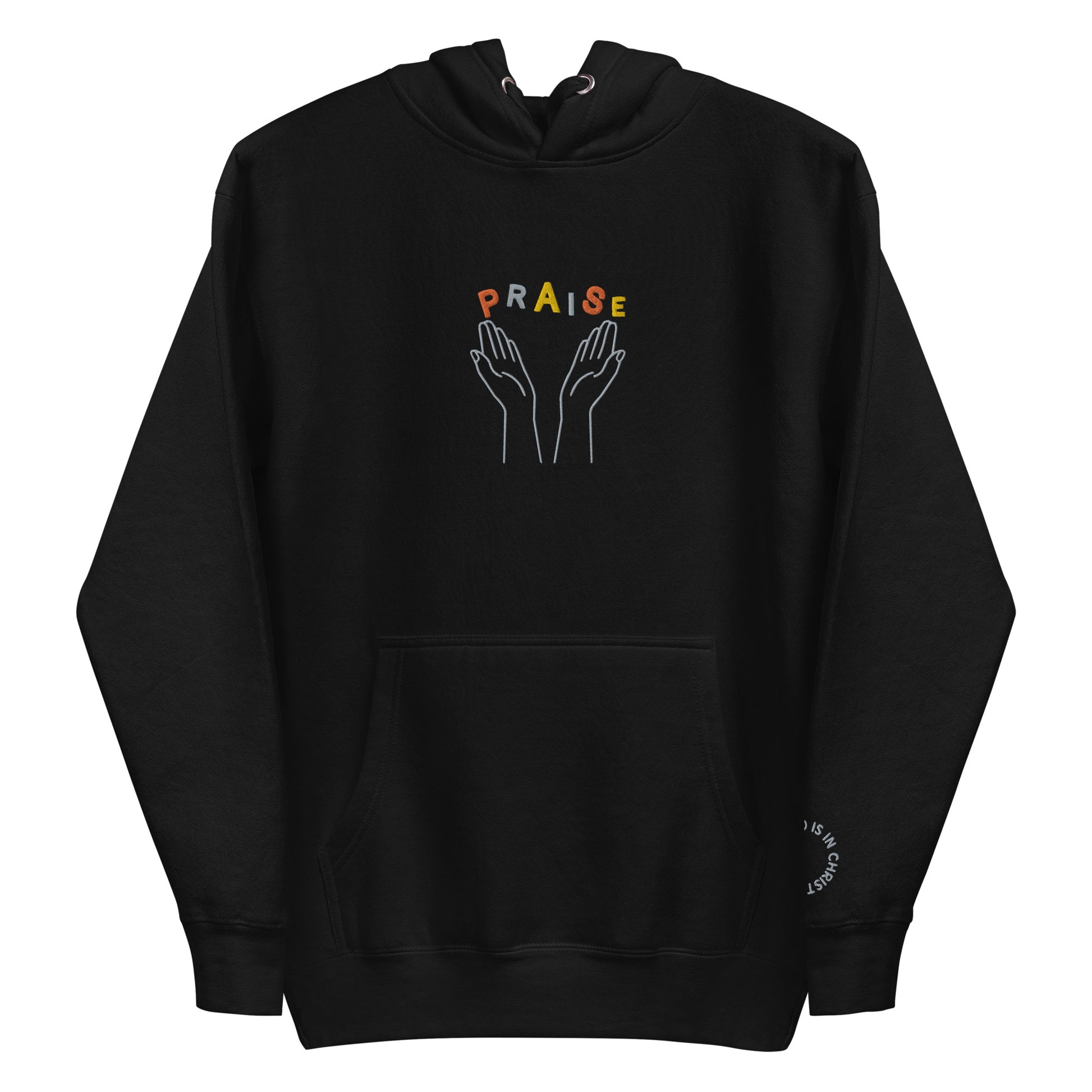 Praise Hands Embroidered Hoodie (centre) - S / BLACK -