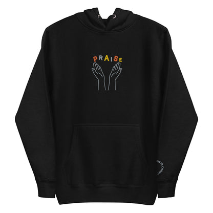 Praise Hands Embroidered Hoodie (centre) - S / BLACK -