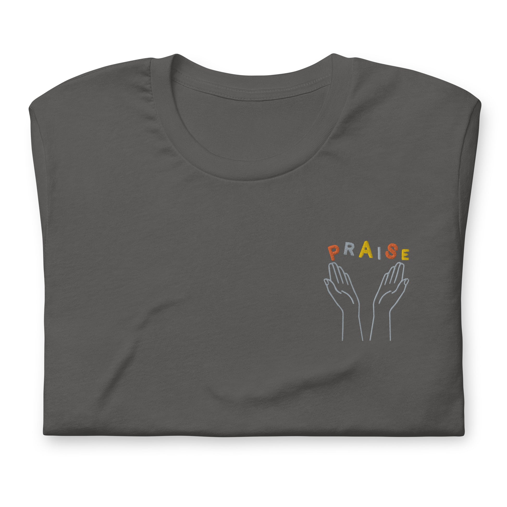 Praise Hands Embroidered T-shirt (left) - Shirts & Tops