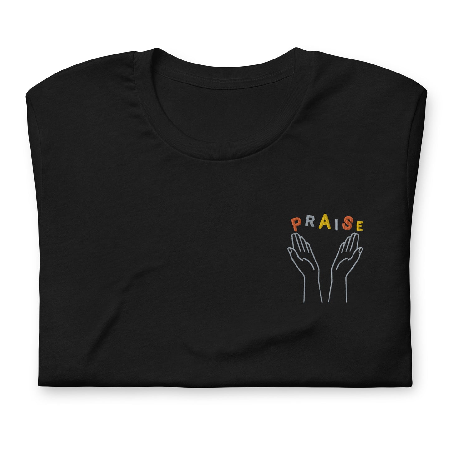 Praise Hands Embroidered T-shirt (left) - Shirts & Tops
