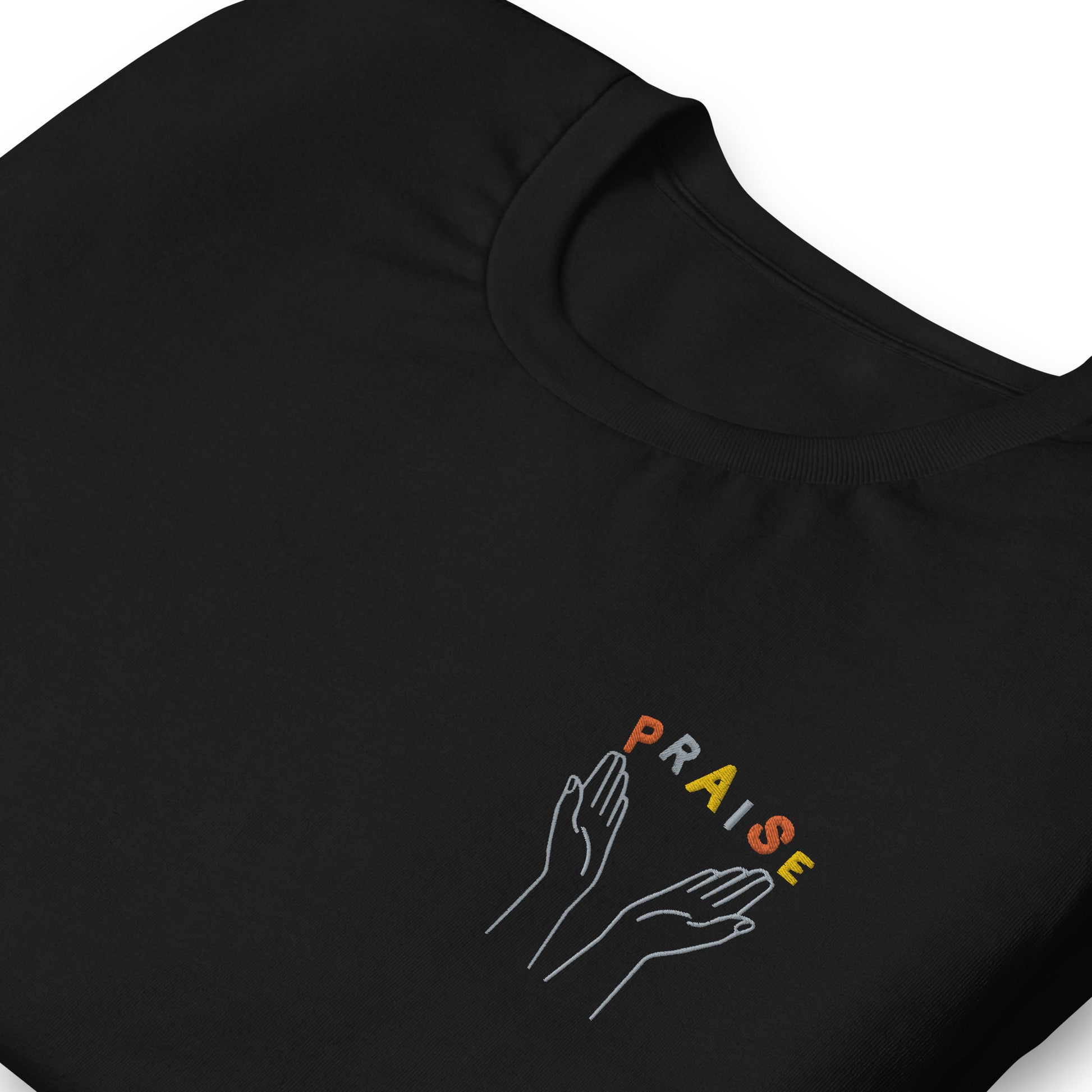 Praise Hands Embroidered T-shirt (left) - Shirts & Tops