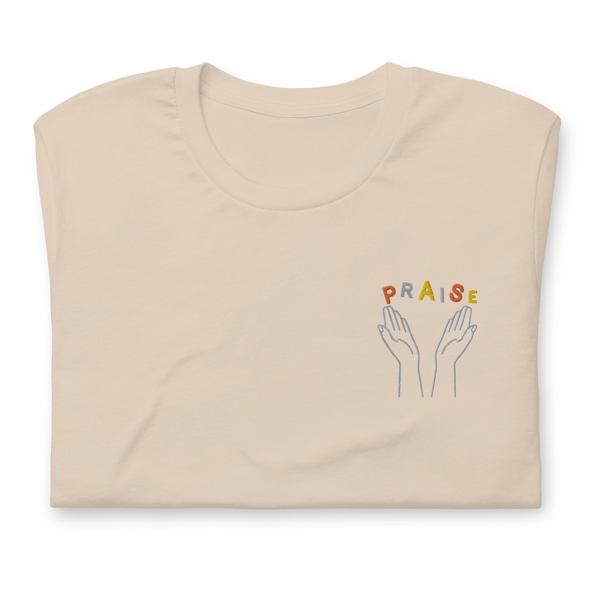 Praise Hands Embroidered T-shirt (left) - Shirts & Tops
