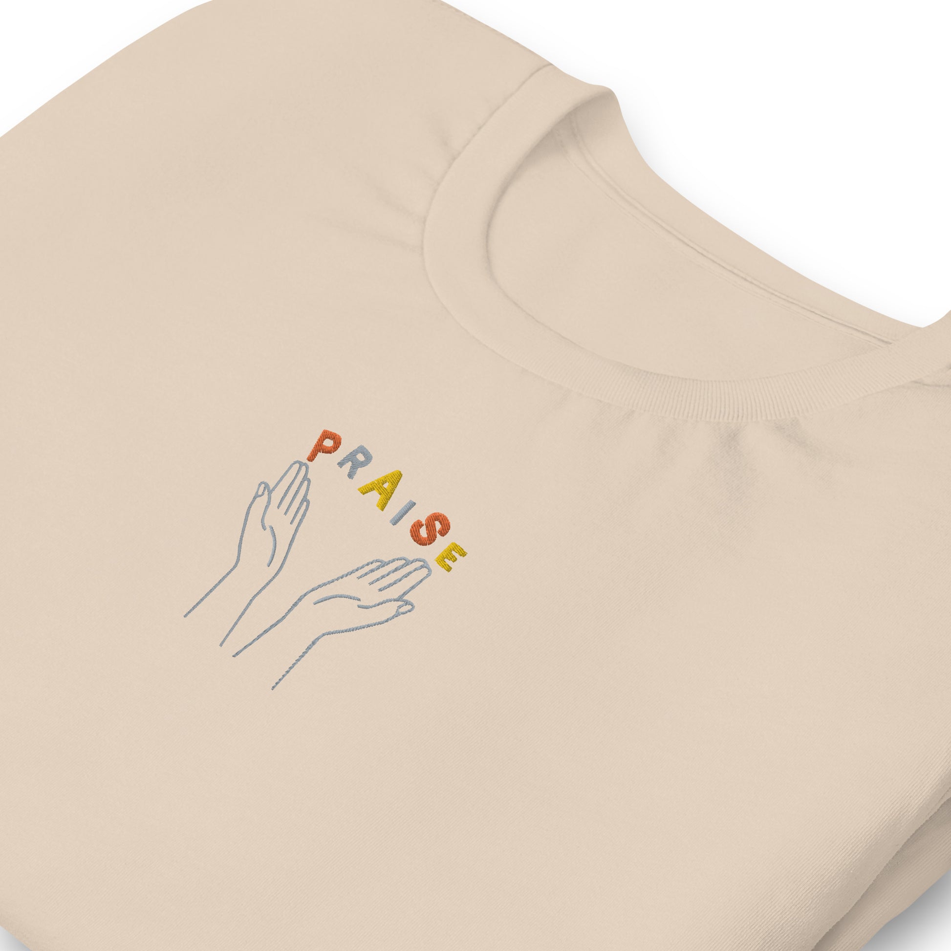 Praise Hands Embroidered T-shirt (center) - Shirts & Tops