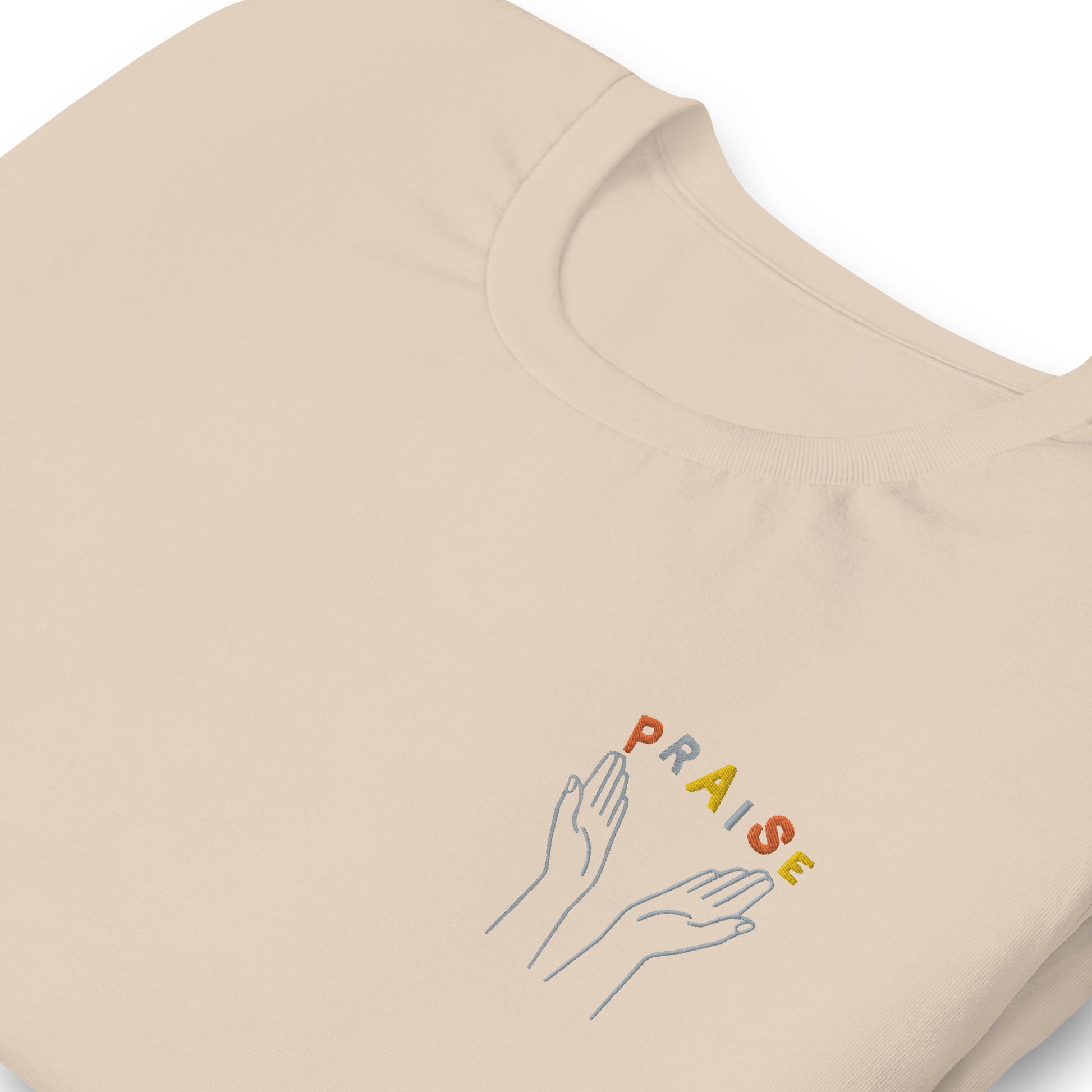 Praise Hands Embroidered T-shirt (left) - Shirts & Tops