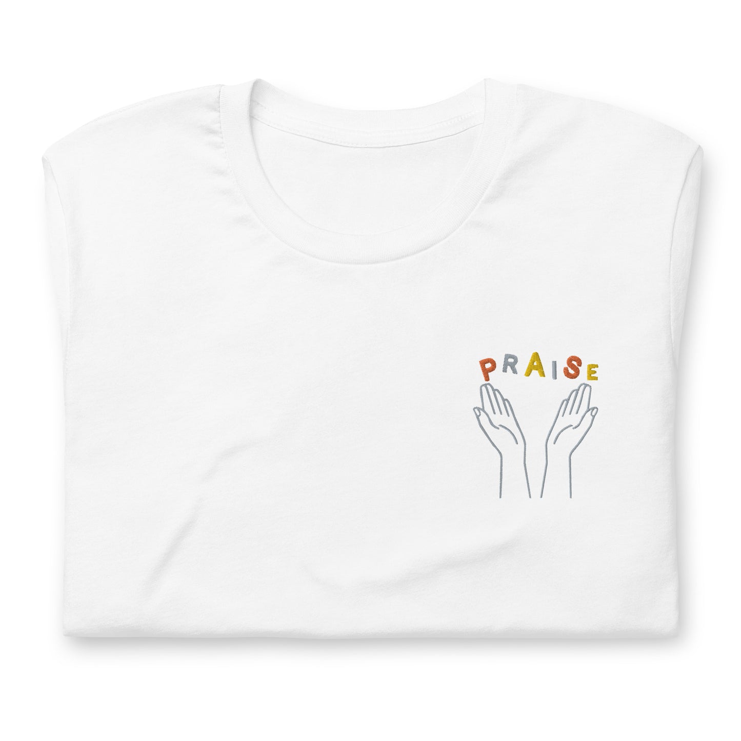 Praise Hands Embroidered T-shirt (left) - Shirts & Tops