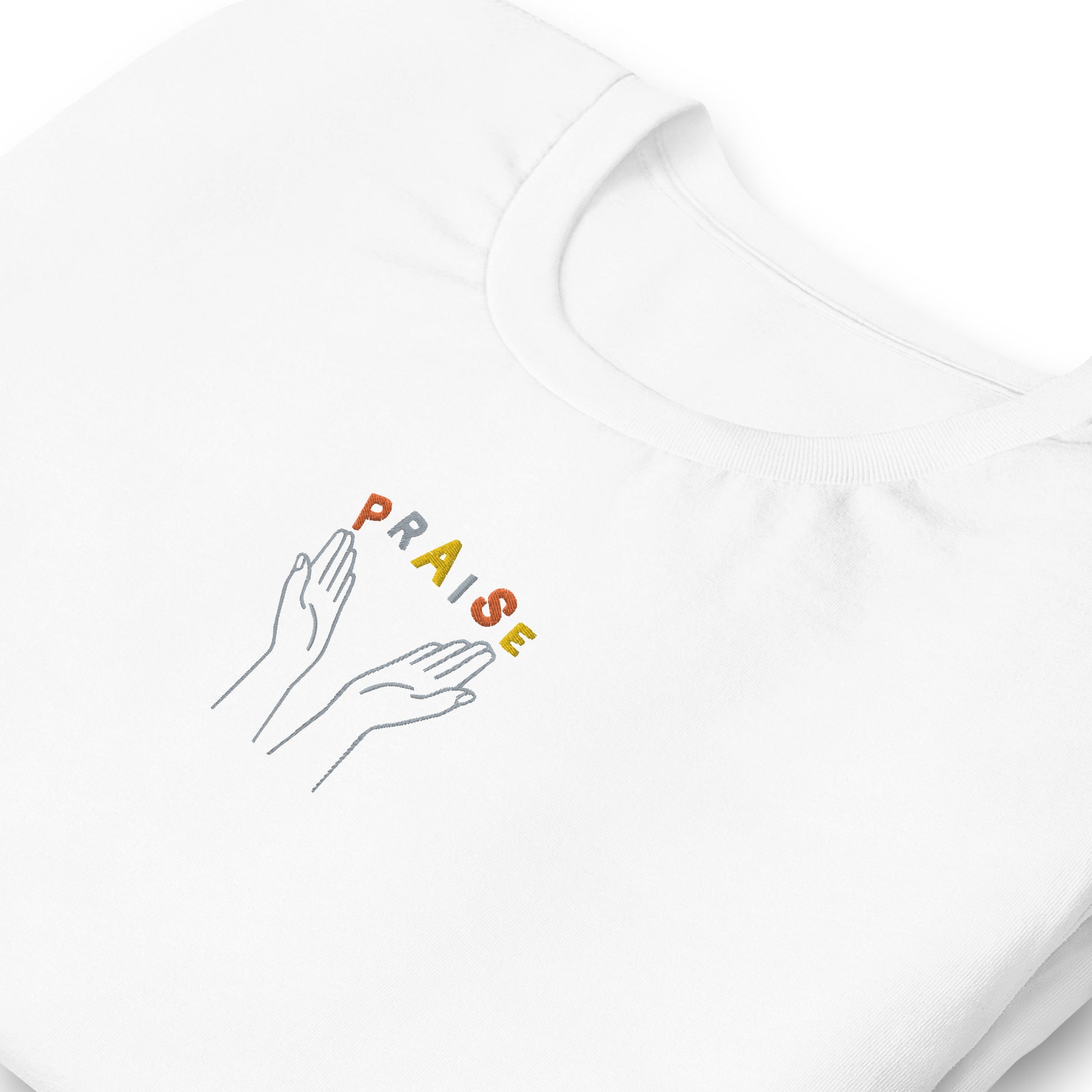 Praise Hands Embroidered T-shirt (center) - Shirts & Tops