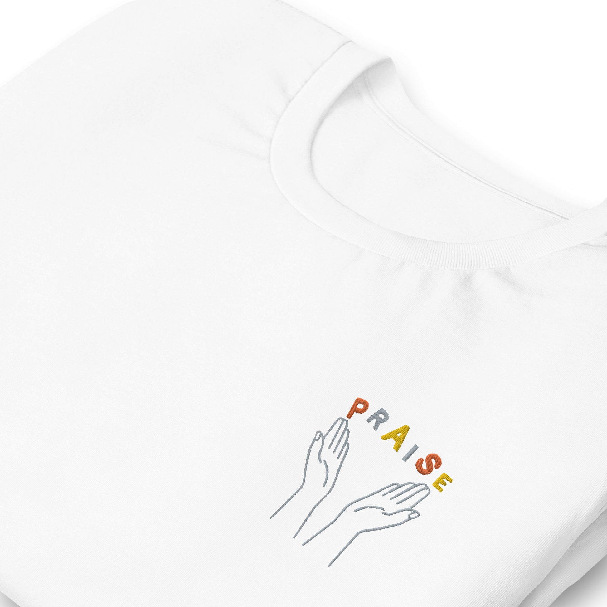 Praise Hands Embroidered T-shirt (left) - Shirts & Tops