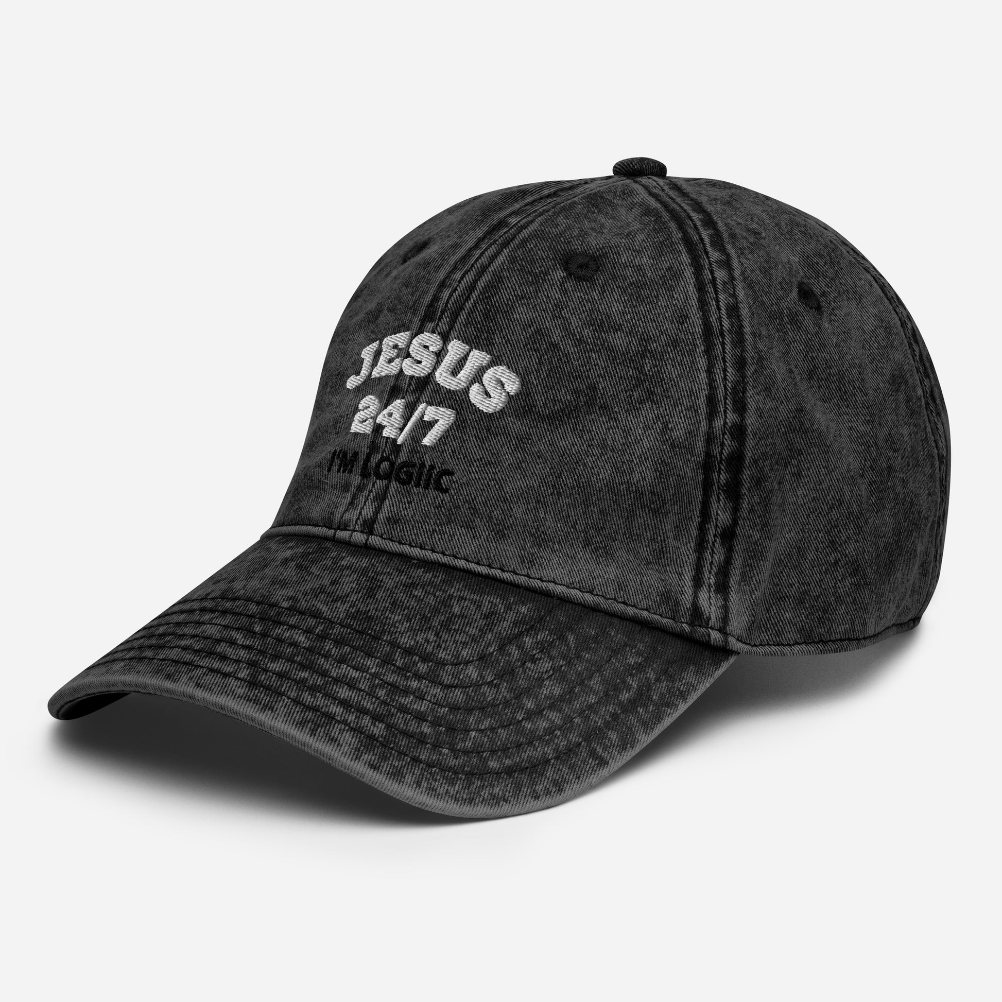 Jesus 24/7 Embroidery Vintage Cotton Twill Cap - Hats