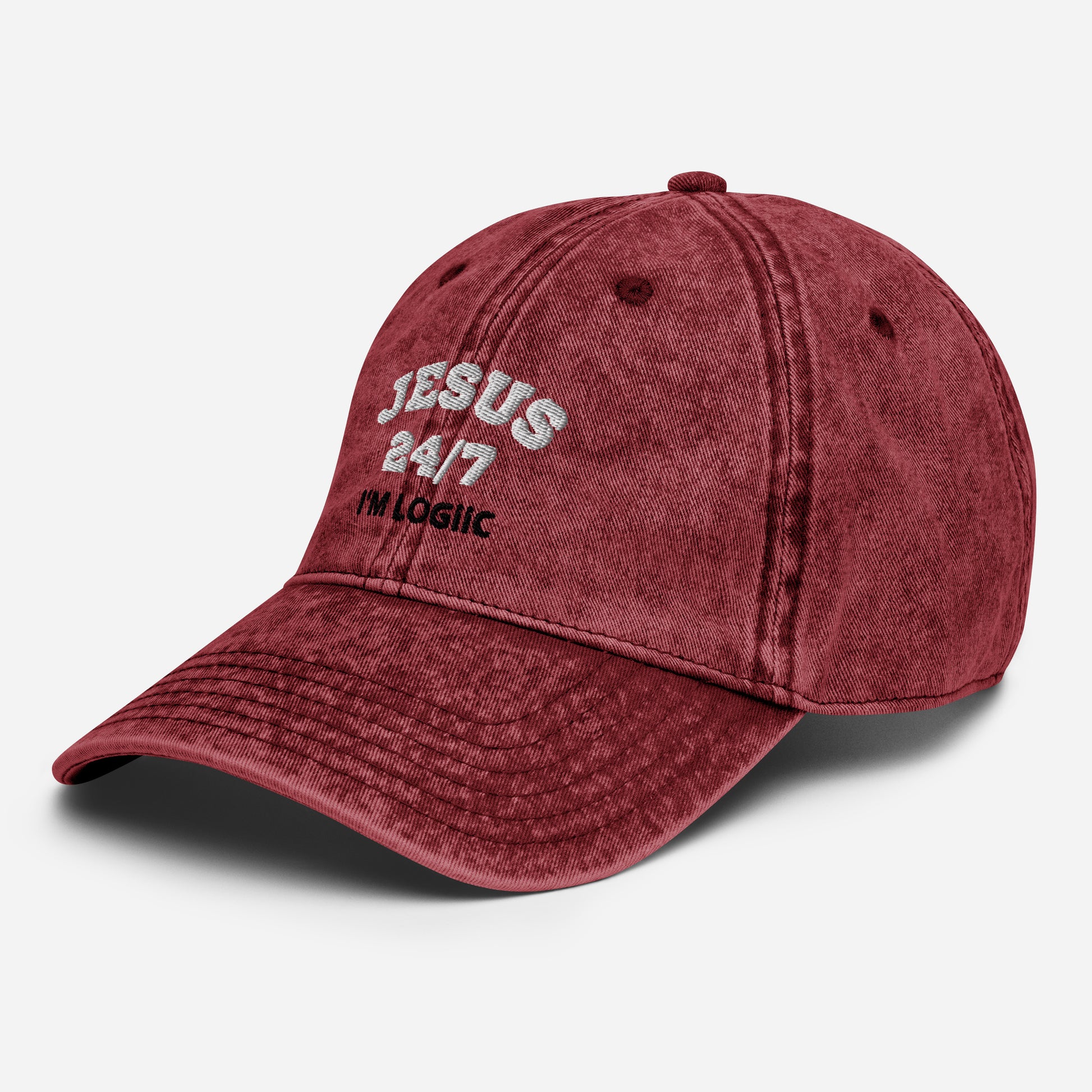 Jesus 24/7 Embroidery Vintage Cotton Twill Cap - Hats