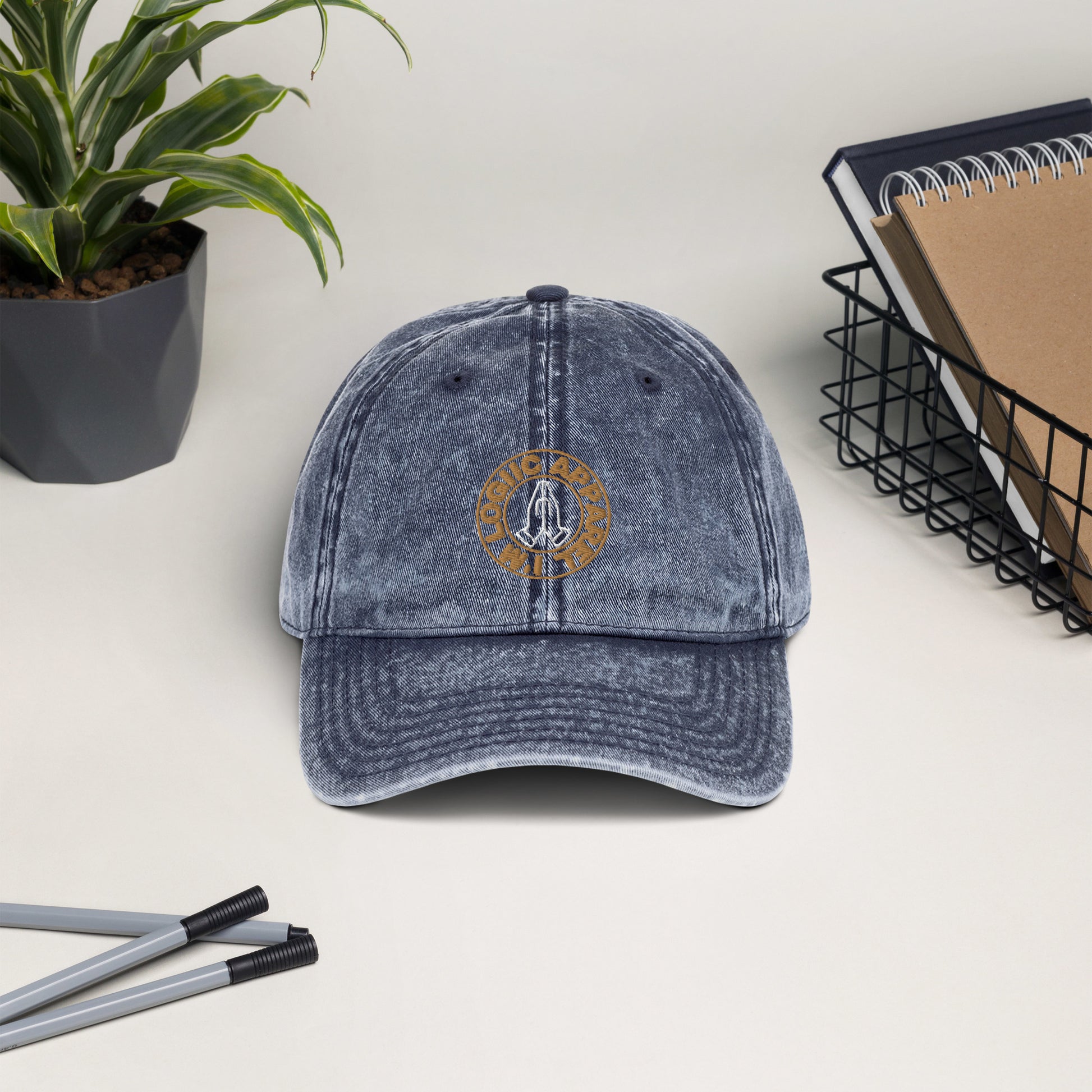 I’M LOGiiC Embroidery Vintage Cotton Twill Cap - Navy - Hats