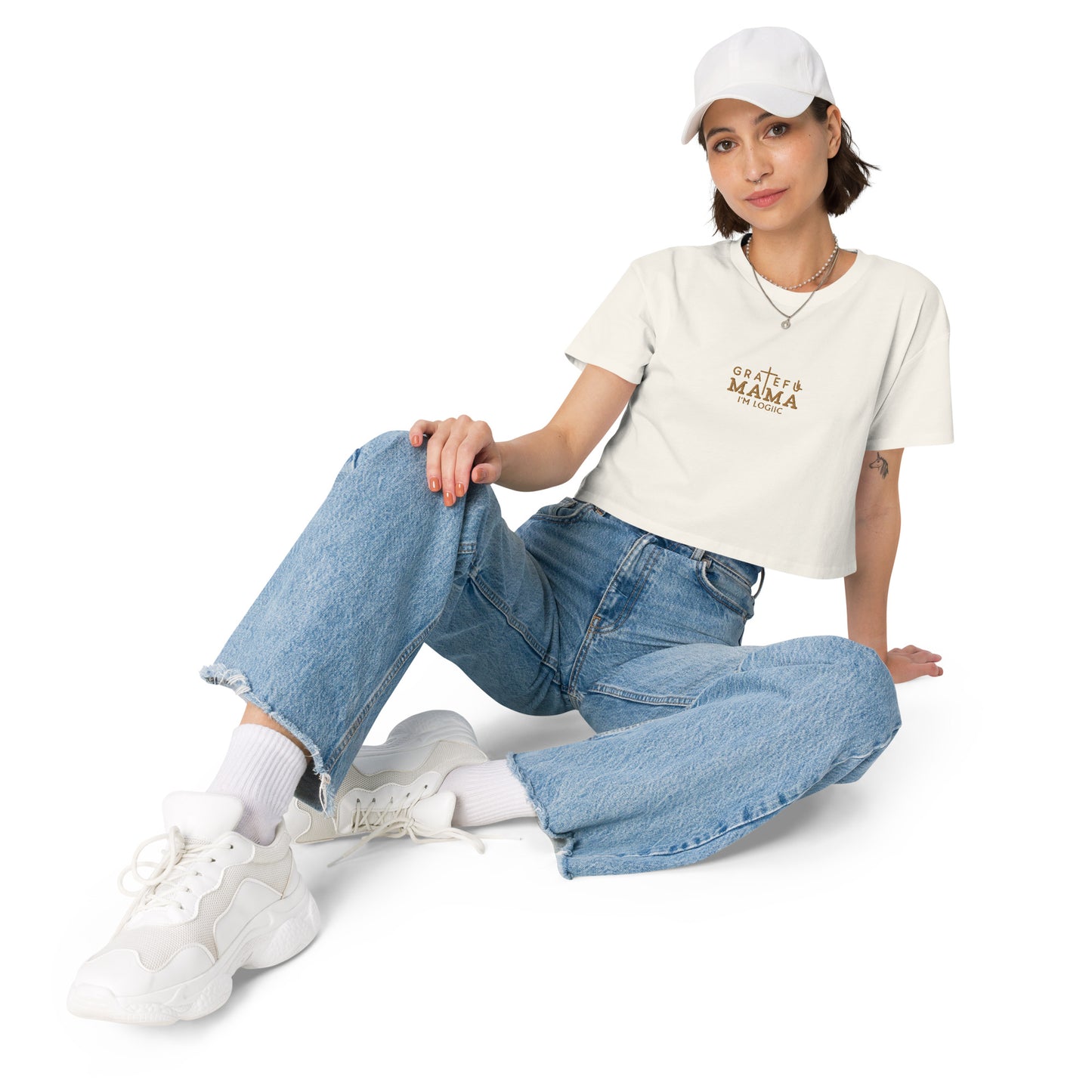 Grateful Mama Women’s crop top - Ecru / XS - Shirts & Tops