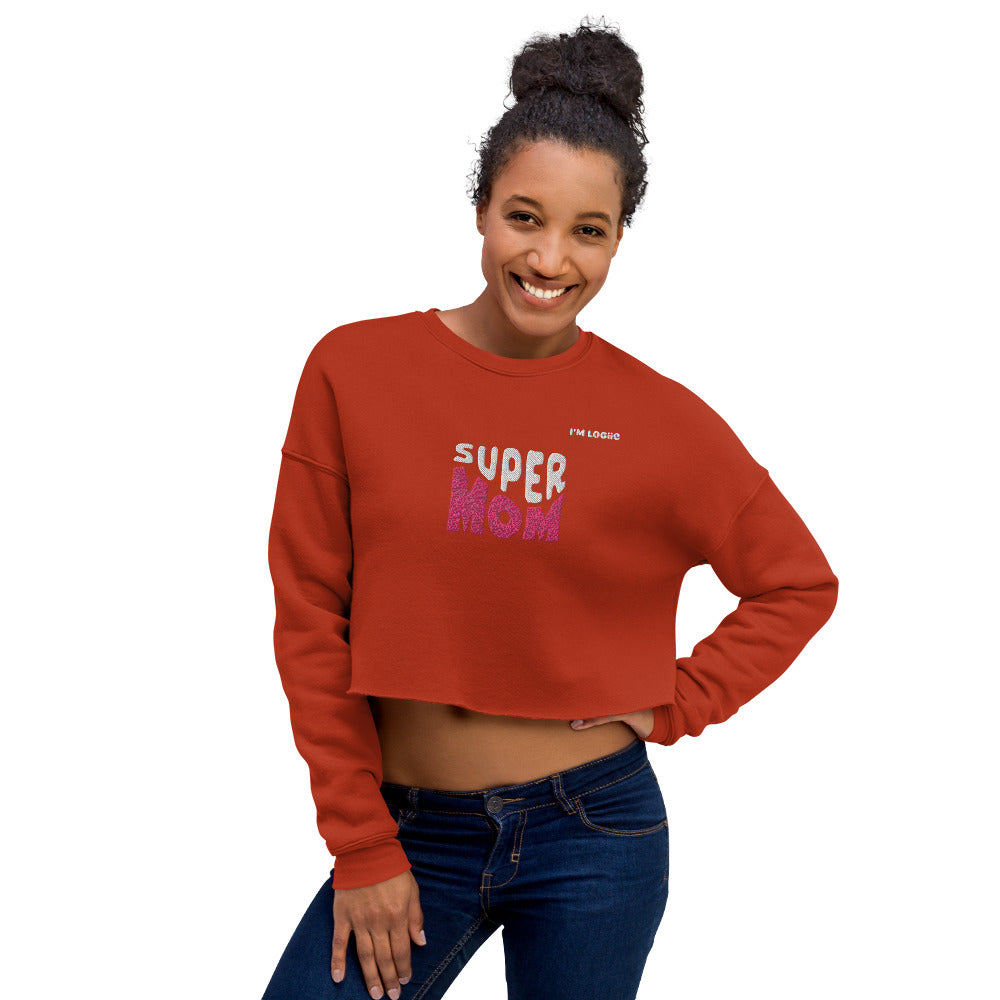 Super MOM Crop Sweatshirt - Brick / S - Shirts & Tops
